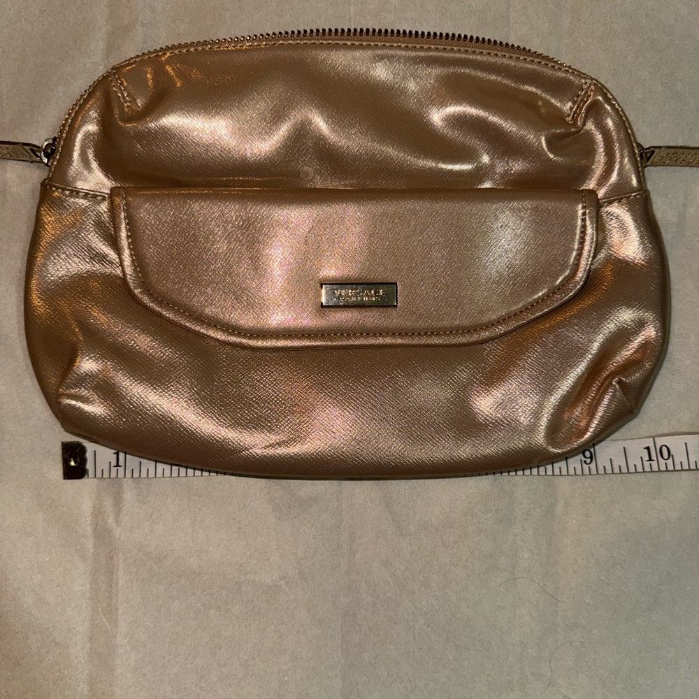 Versace Parfums Metallic Gold Cosmetic Bag Makeup Pouch Travel Case - Picture 2 of 11